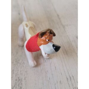 Scruffy white dog red bandanna pet toy figure‎